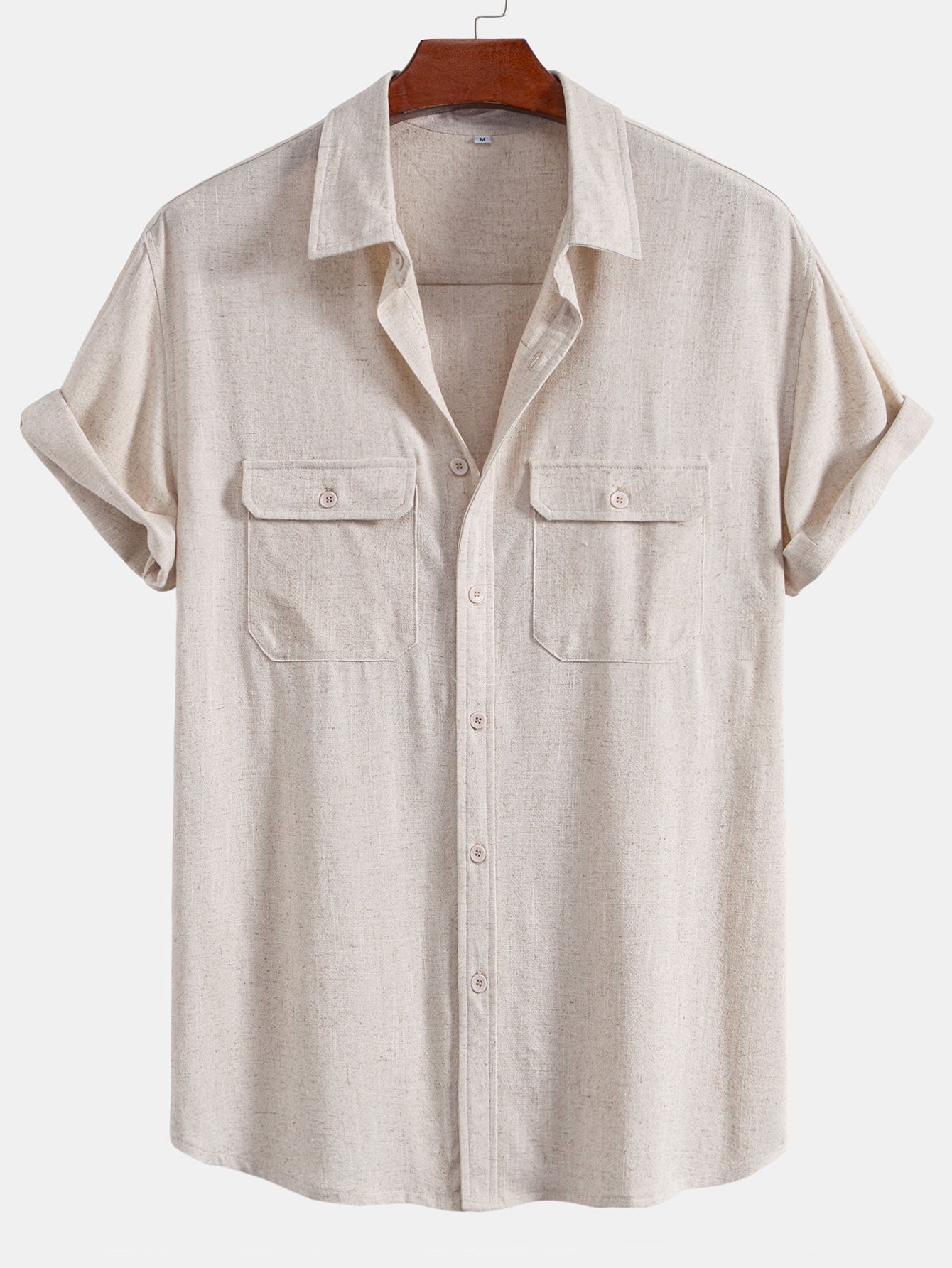 Camisa de lino Rayon Blend Pocket Utility