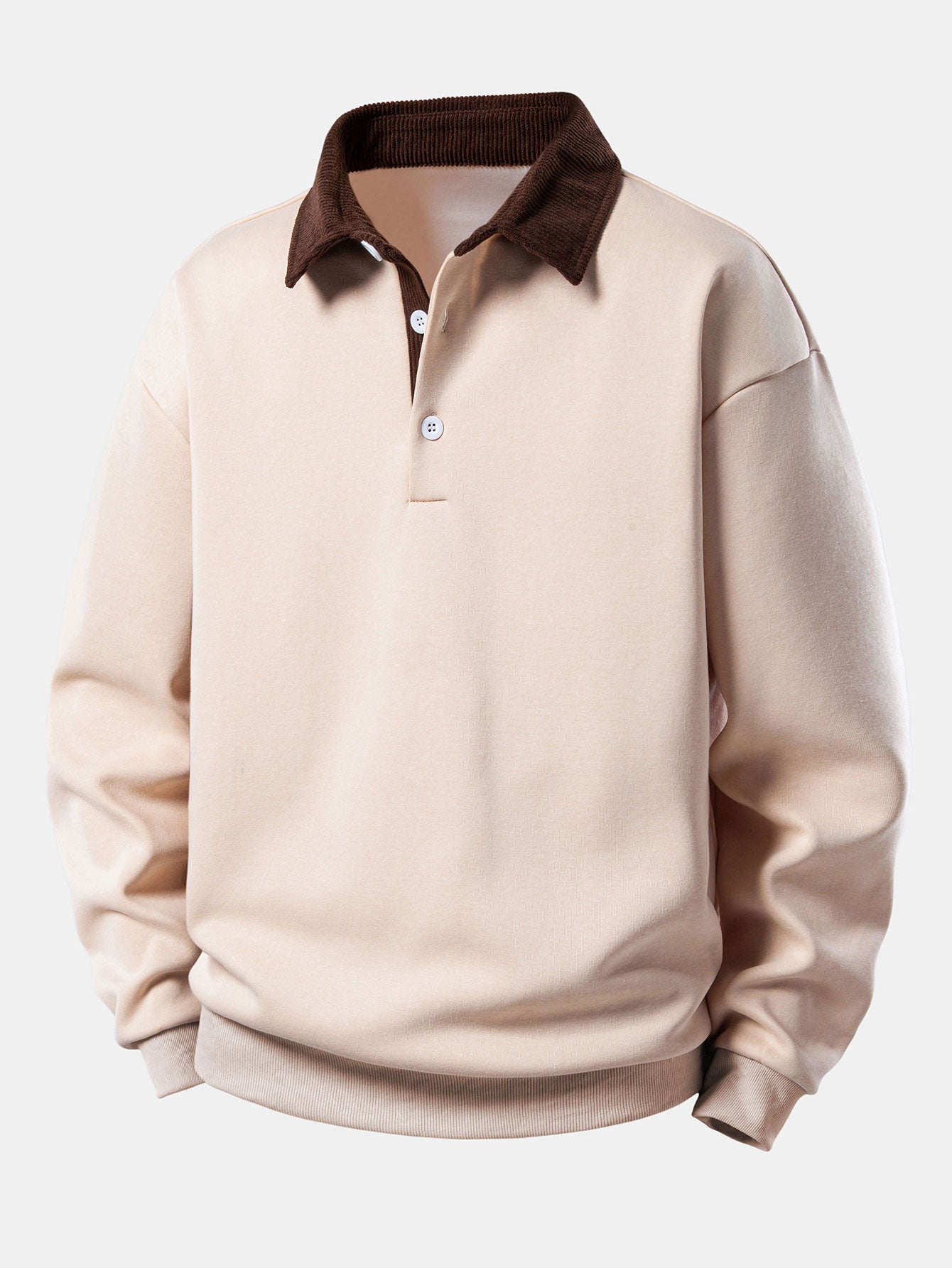 Sudadera Relax Fit Contrast Corduroy Polo Collar & Straight Leg Corduroy pantalón