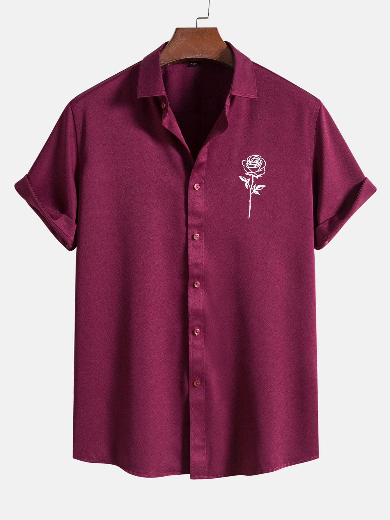 Rose estampado de manga corta camisas