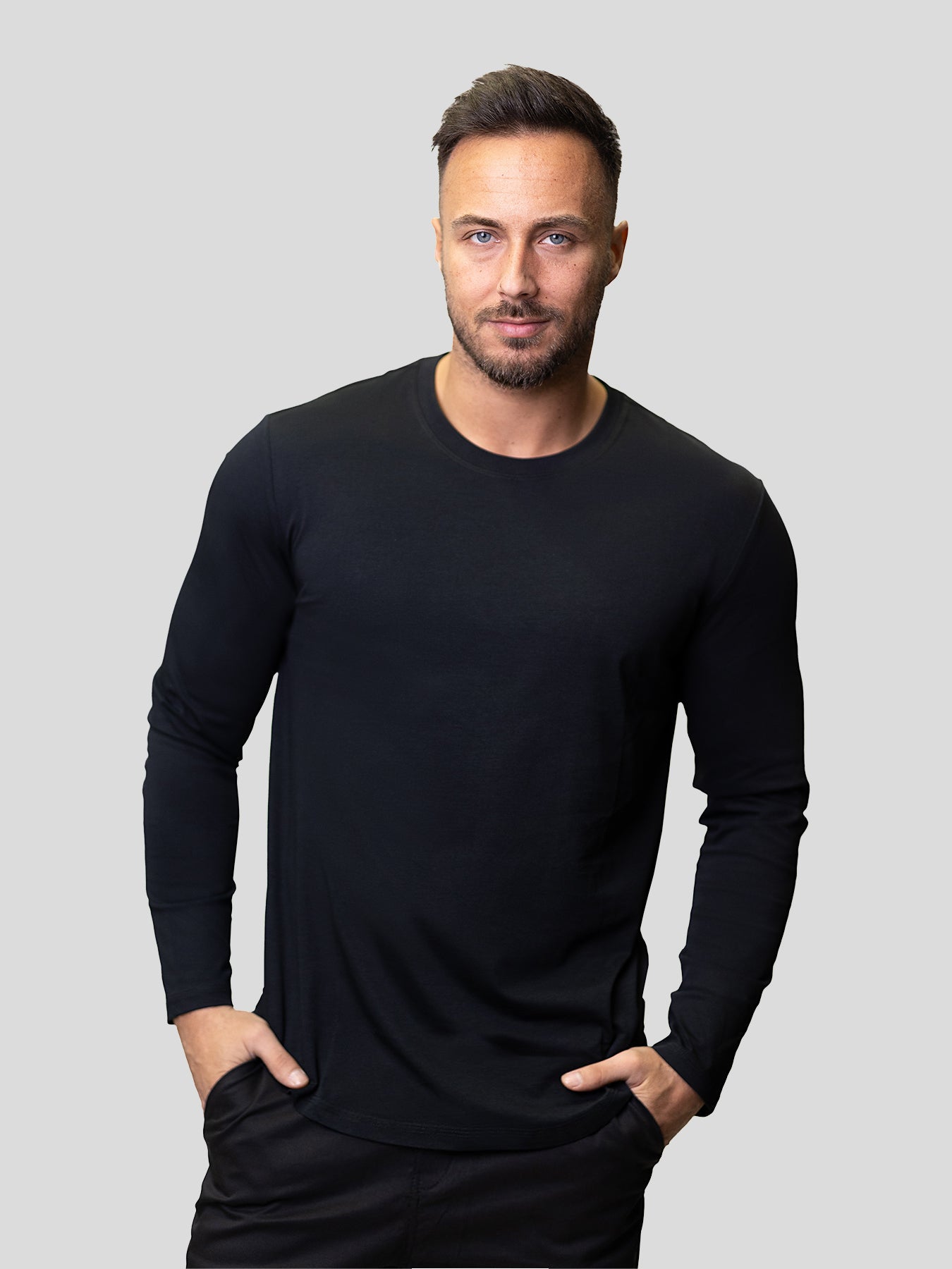 StaySmooth de manga larga Curve Hem Tee: de corte entallado
