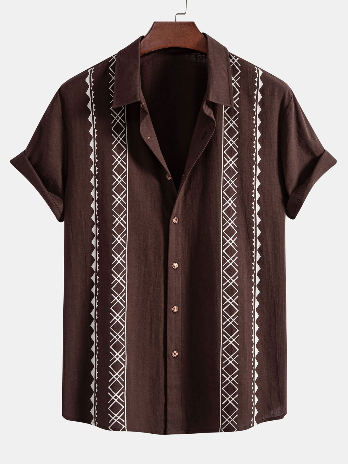 Camisa Geometric estampado de lino Look