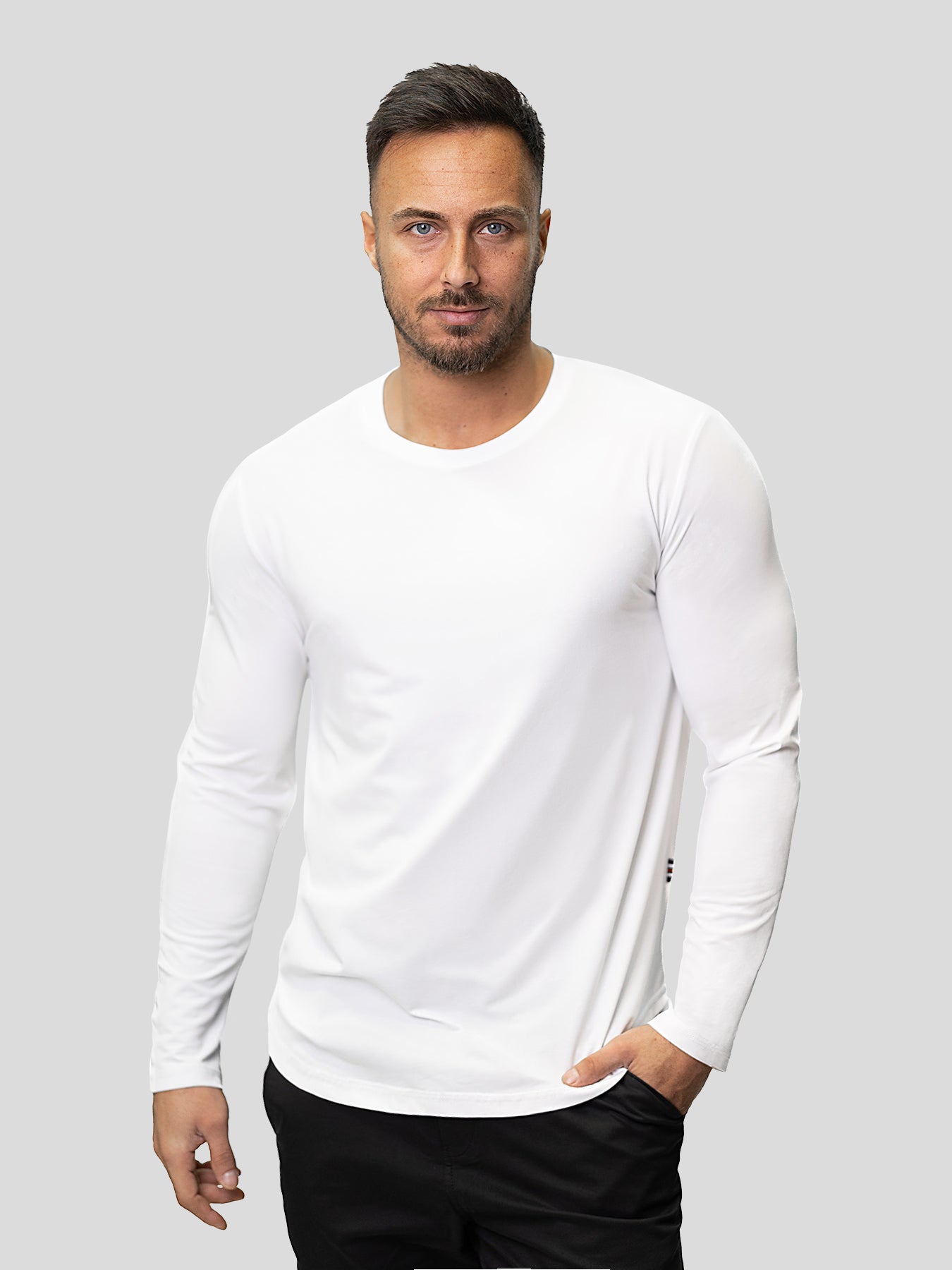StaySmooth de manga larga Curve Hem Tee: de corte entallado