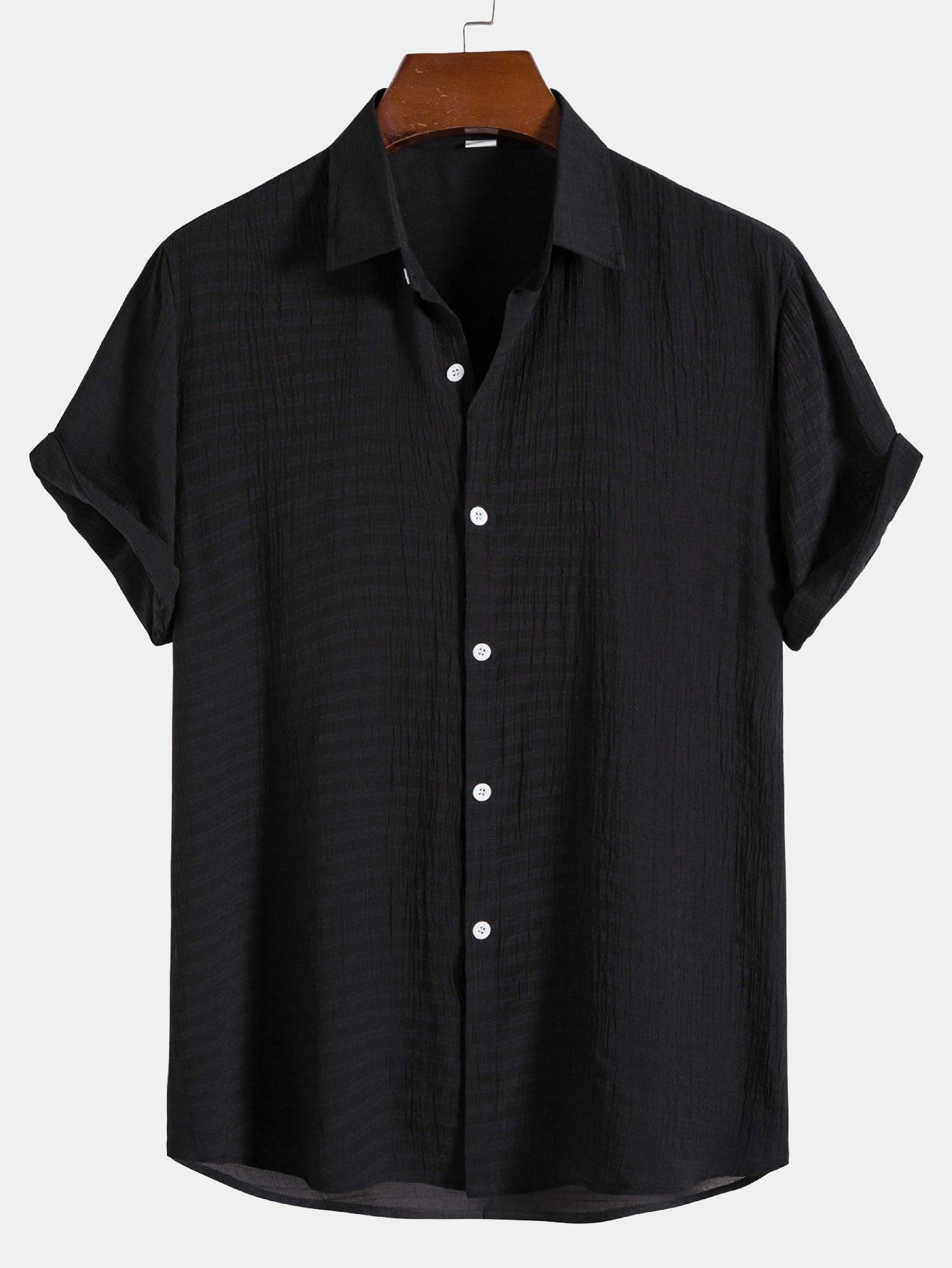 Camisa Textured Fabric de manga corta