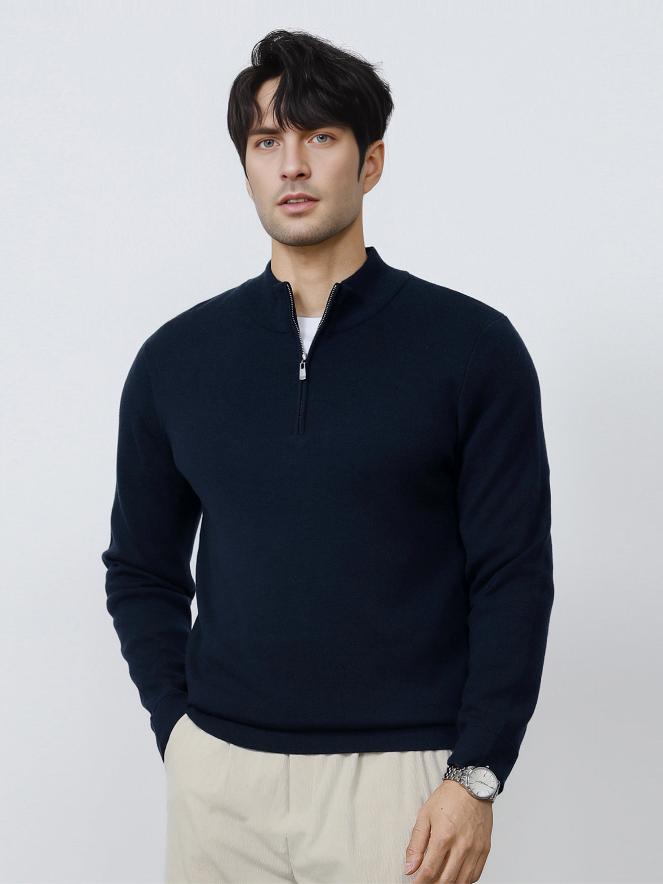 Gentletejido Washable Half Zip Mock Neck Sweater