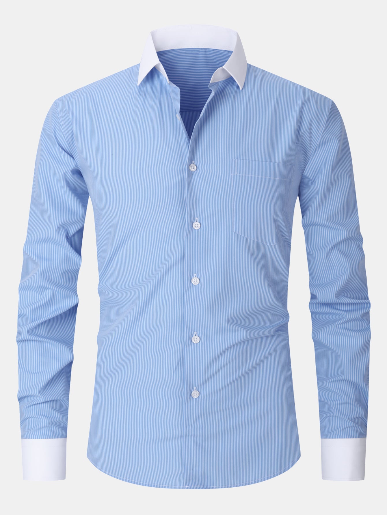 Camisa de vestir rayas Contrast Collar