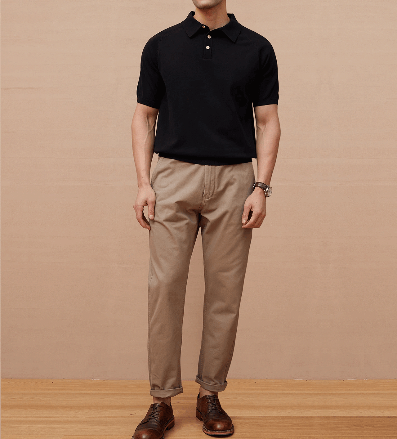 Gentletejido de manga corta tejidoted Polo