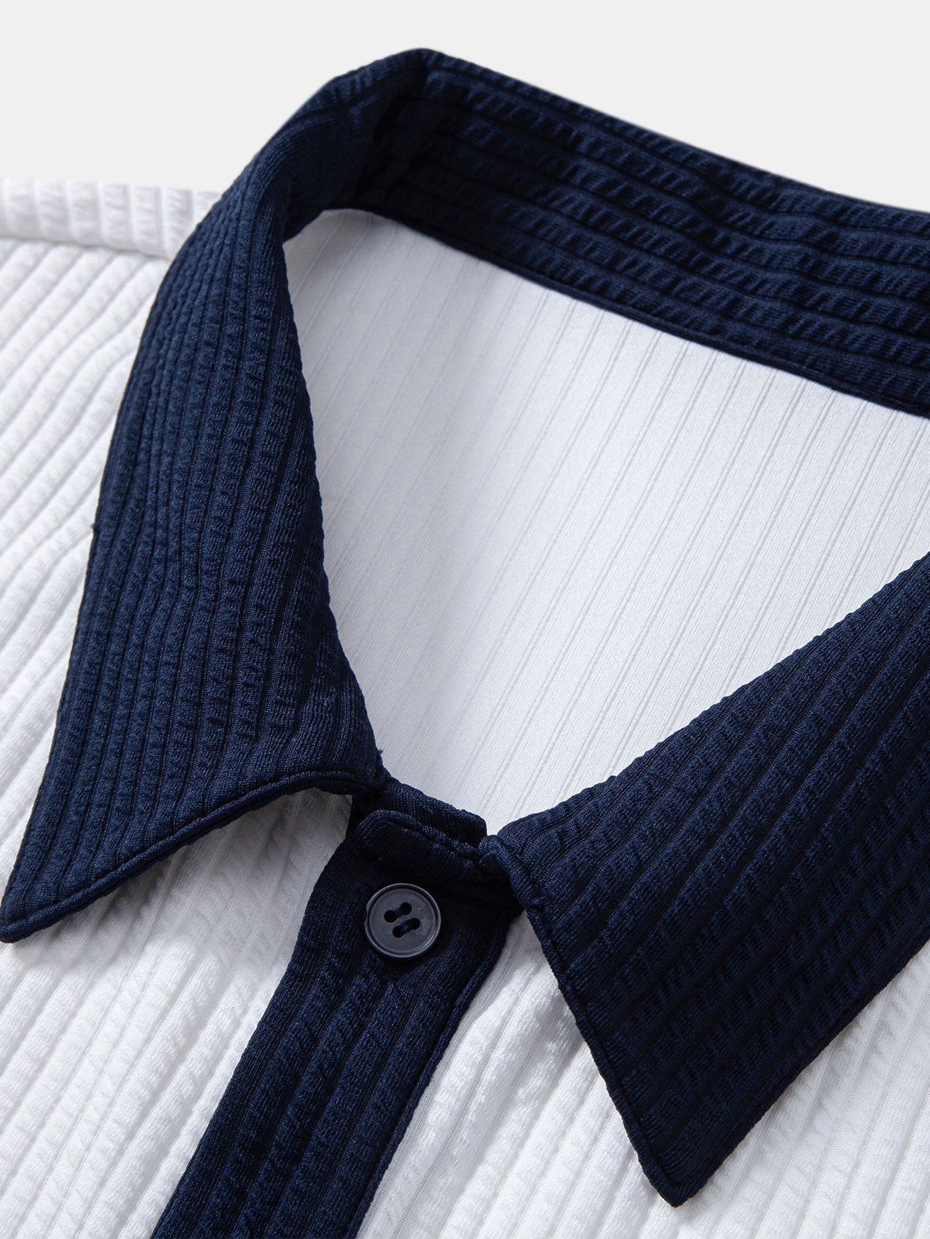 Camisa Contrast Ribbed Button Up