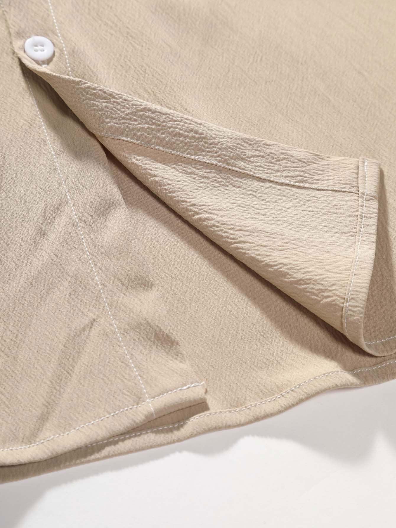 Camisa Crinkled Texture Stand Collar