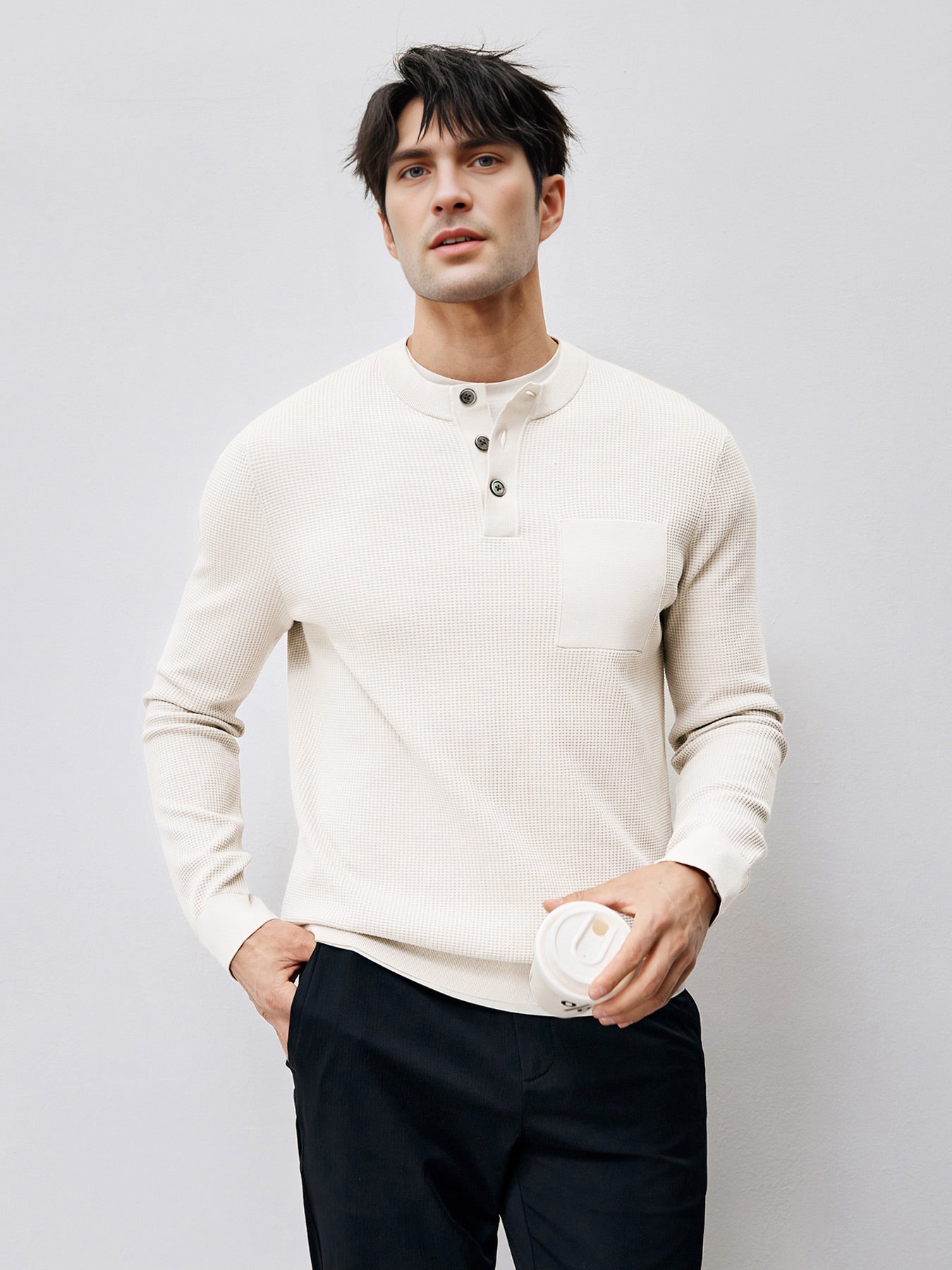 Gentletejido Buttoned Waffle Sweater
