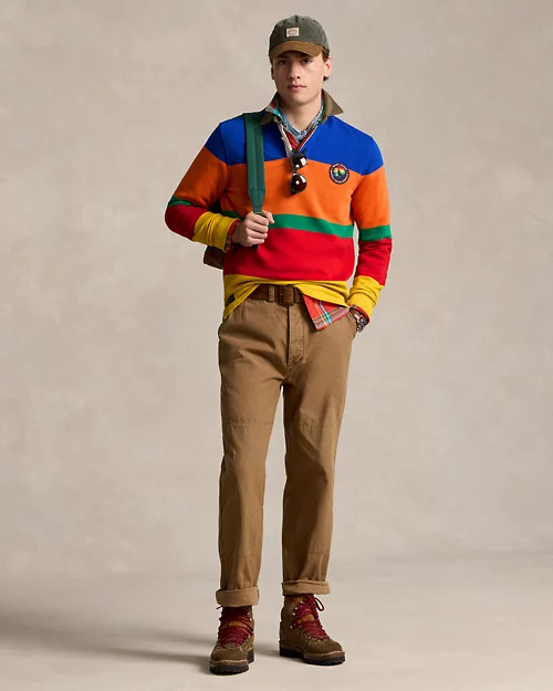 Camisa de rugby de polar a rayas de corte clásico para hombre - vista 3