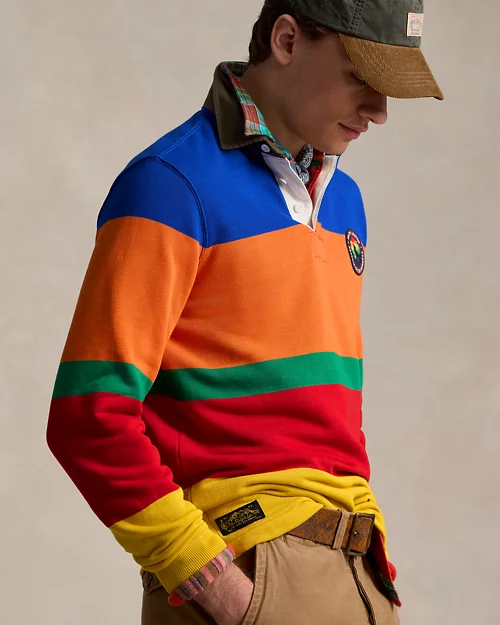 Camisa de rugby de polar a rayas de corte clásico para hombre - vista 5