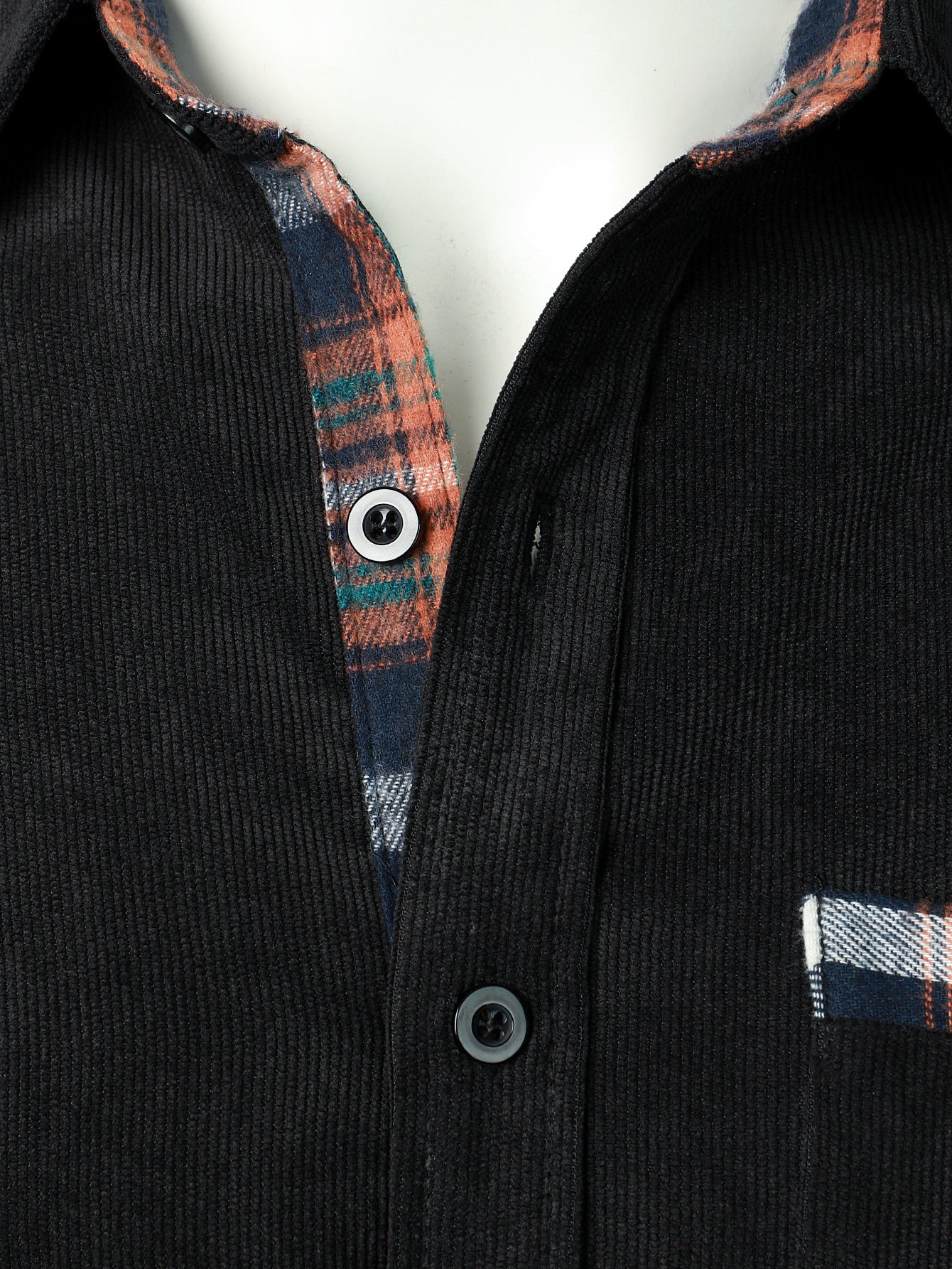 Camisa Corduroy a cuadros Panel Button Up
