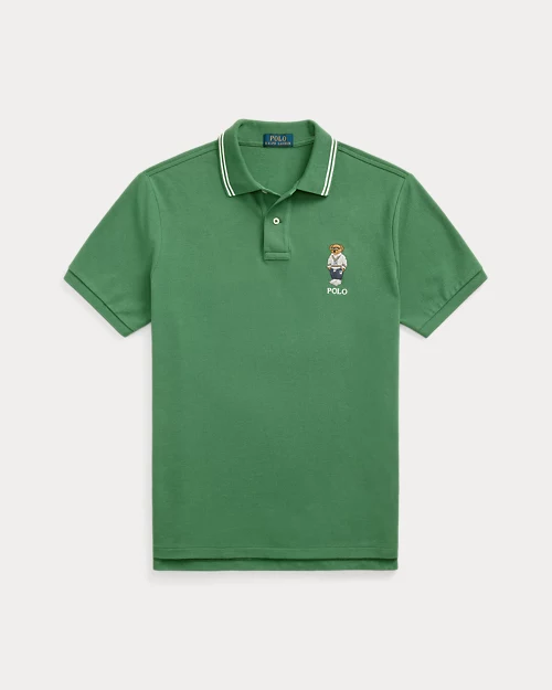 Camisa polo de malla con diseño de oso y ajustado personalizada para hombre - vista 2