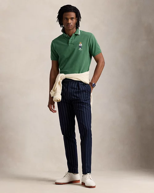 Camisa polo de malla con diseño de oso y ajustado personalizada para hombre - vista 3