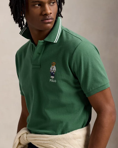Camisa polo de malla con diseño de oso y ajustado personalizada para hombre - vista 5