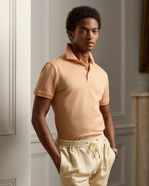 Camisa polo de piqué de corte entallado personalizada para hombre
