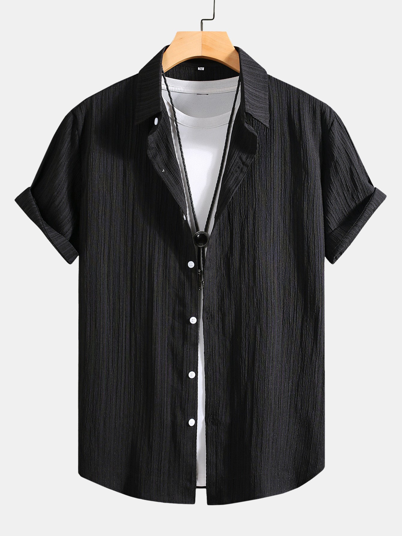 Camisa Crinkled Texture estampado Button Up