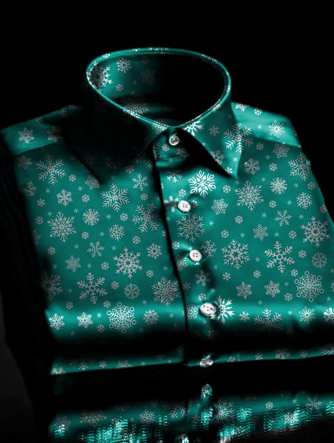 Satén ejecutivo Christmas camisas para hombre