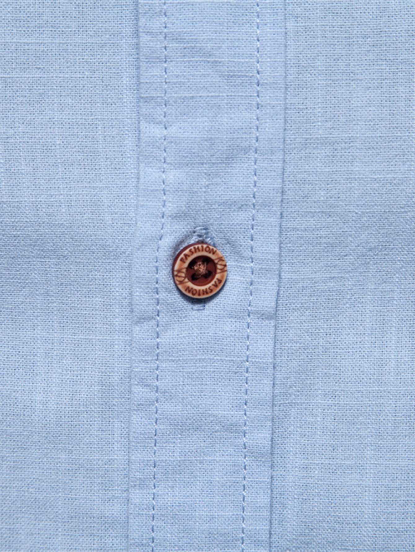 Camisa de manga larga de lino Look Stand Collar