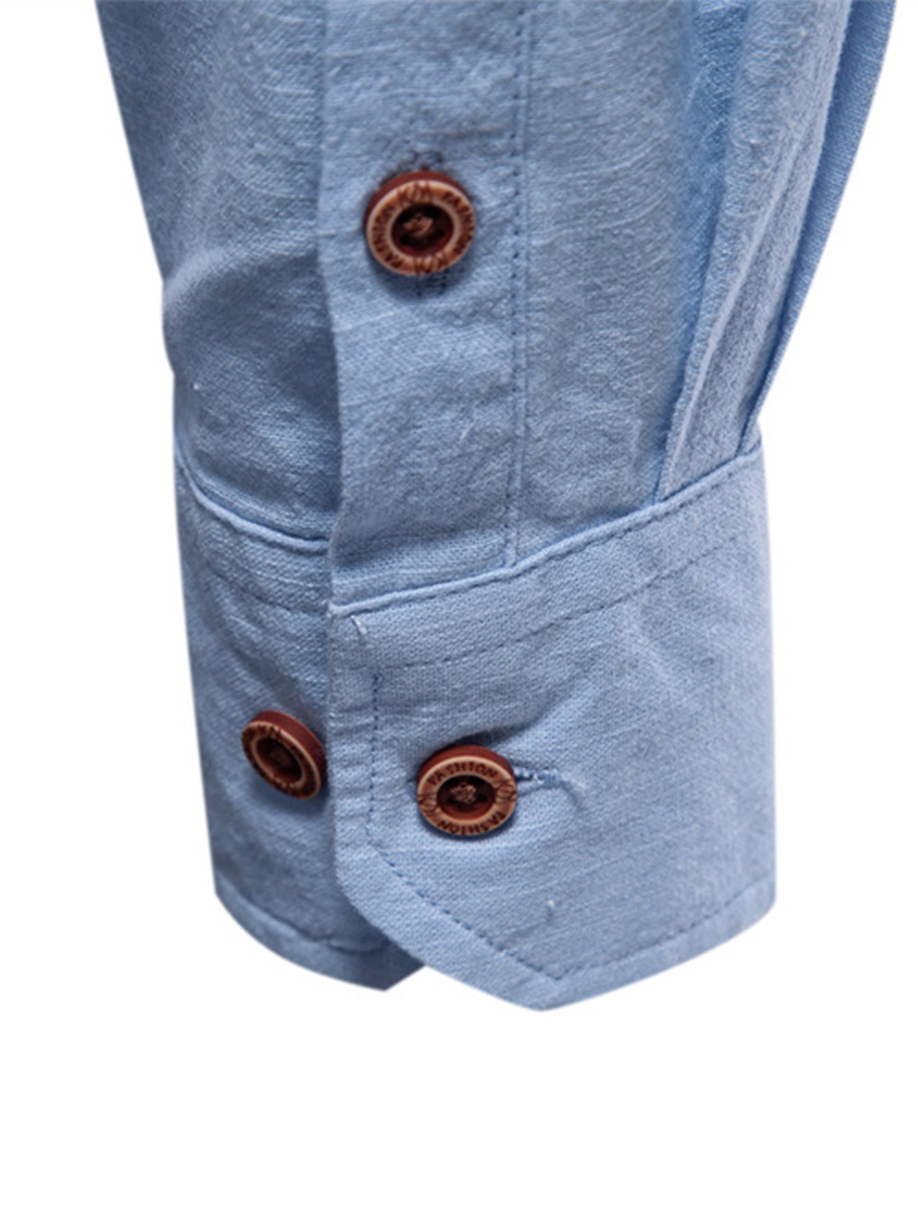 Camisa de manga larga de lino Look Stand Collar