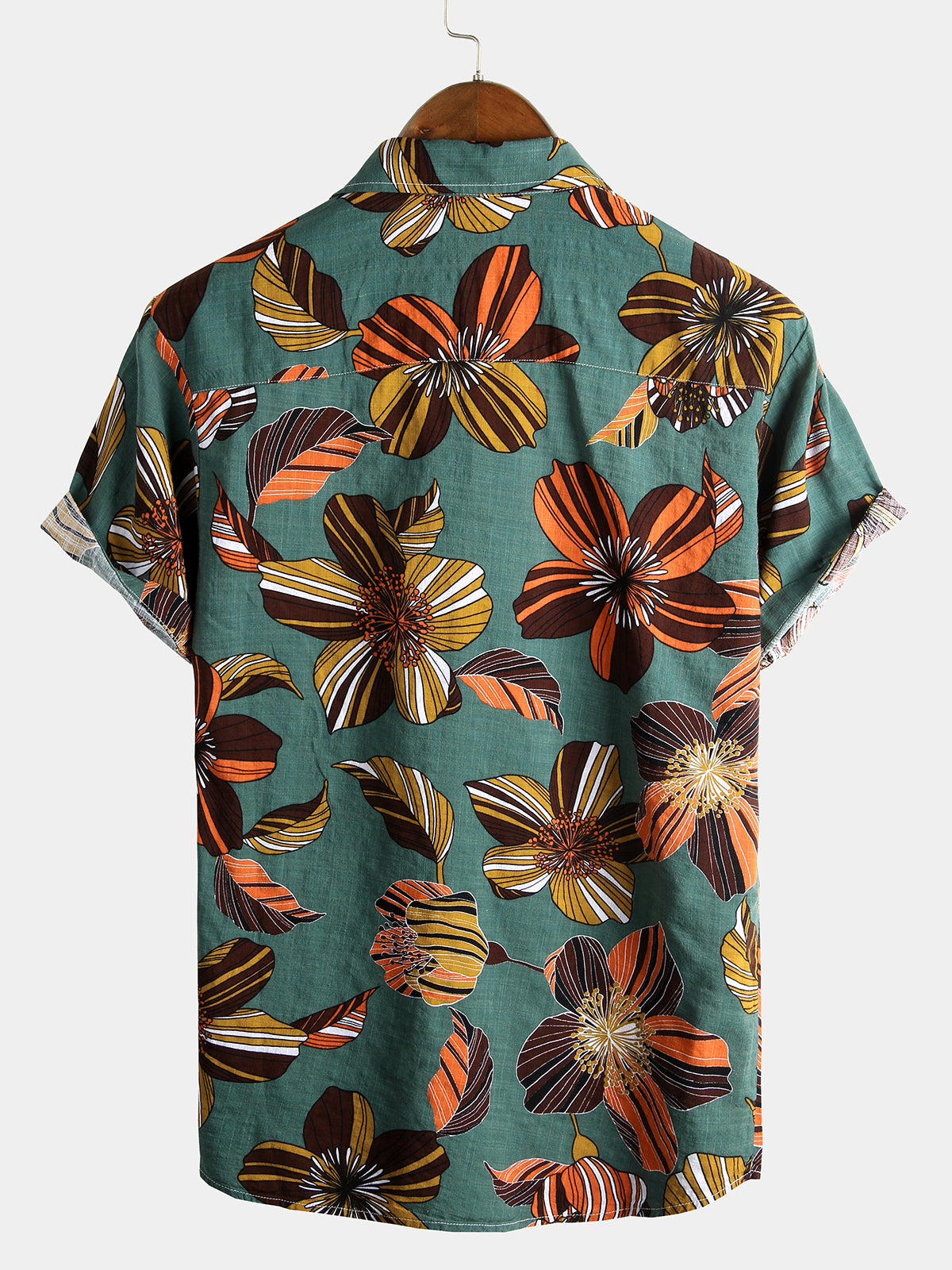 Camisa Flower Tropical Hawaii de algodón de manga corta para hombre