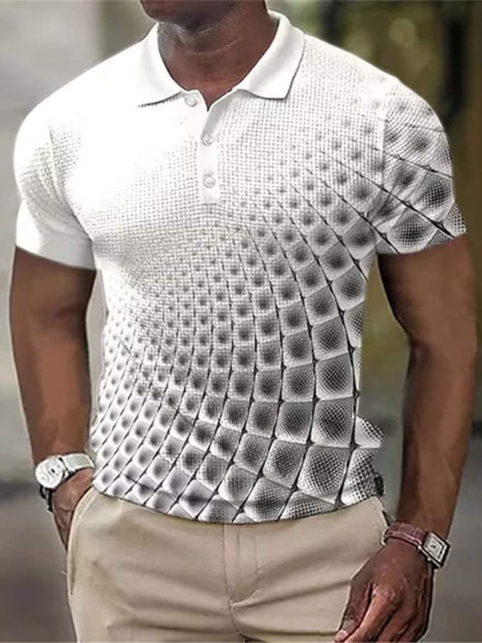 Estampado Lapel de manga corta Polo Top