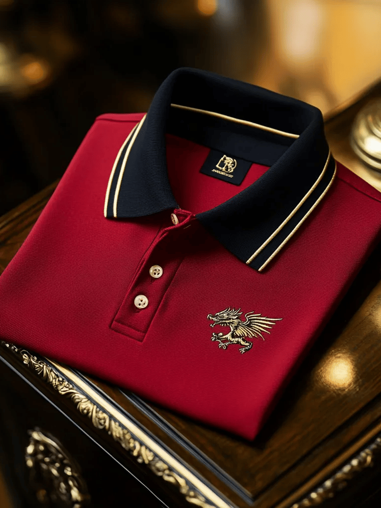 Camisa polo vintage ejecutivo de manga larga para hombre