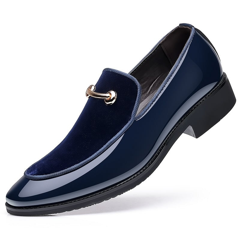 Mocasines ejecutivo formal casual gamuza Patchpara trabajo Faux cuero Patant zapatos para hombre