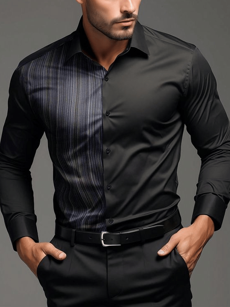 Camisa ejecutivo casual a rayas de manga larga para hombre