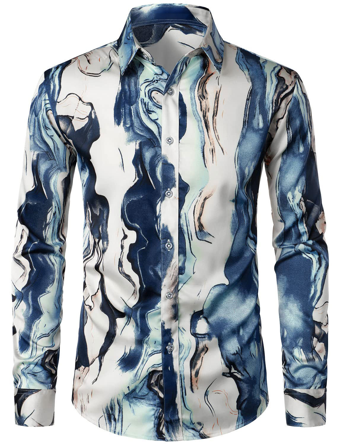 Camisa casual Abstract estampado Button Up de manga larga para hombre