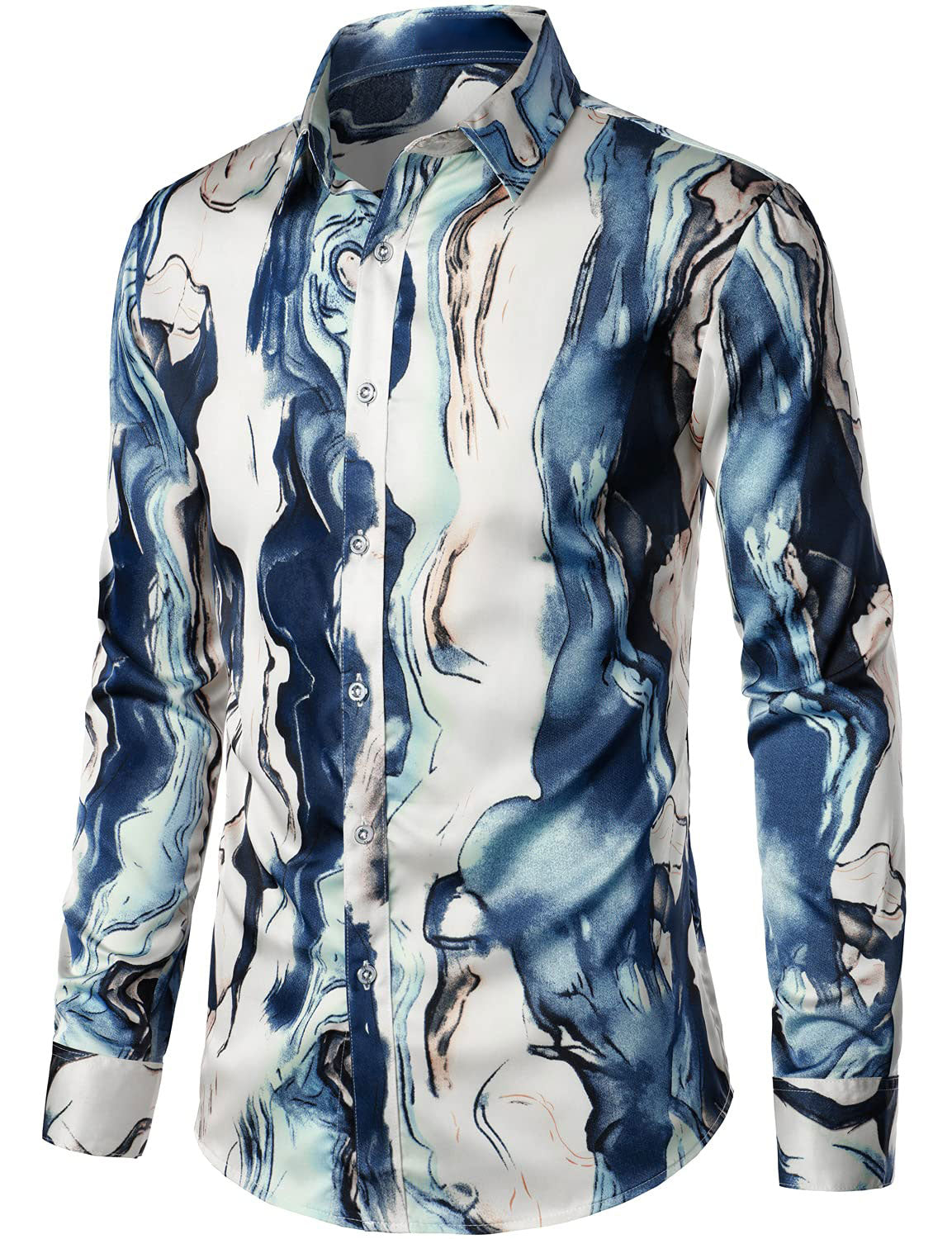 Camisa casual Abstract estampado Button Up de manga larga para hombre