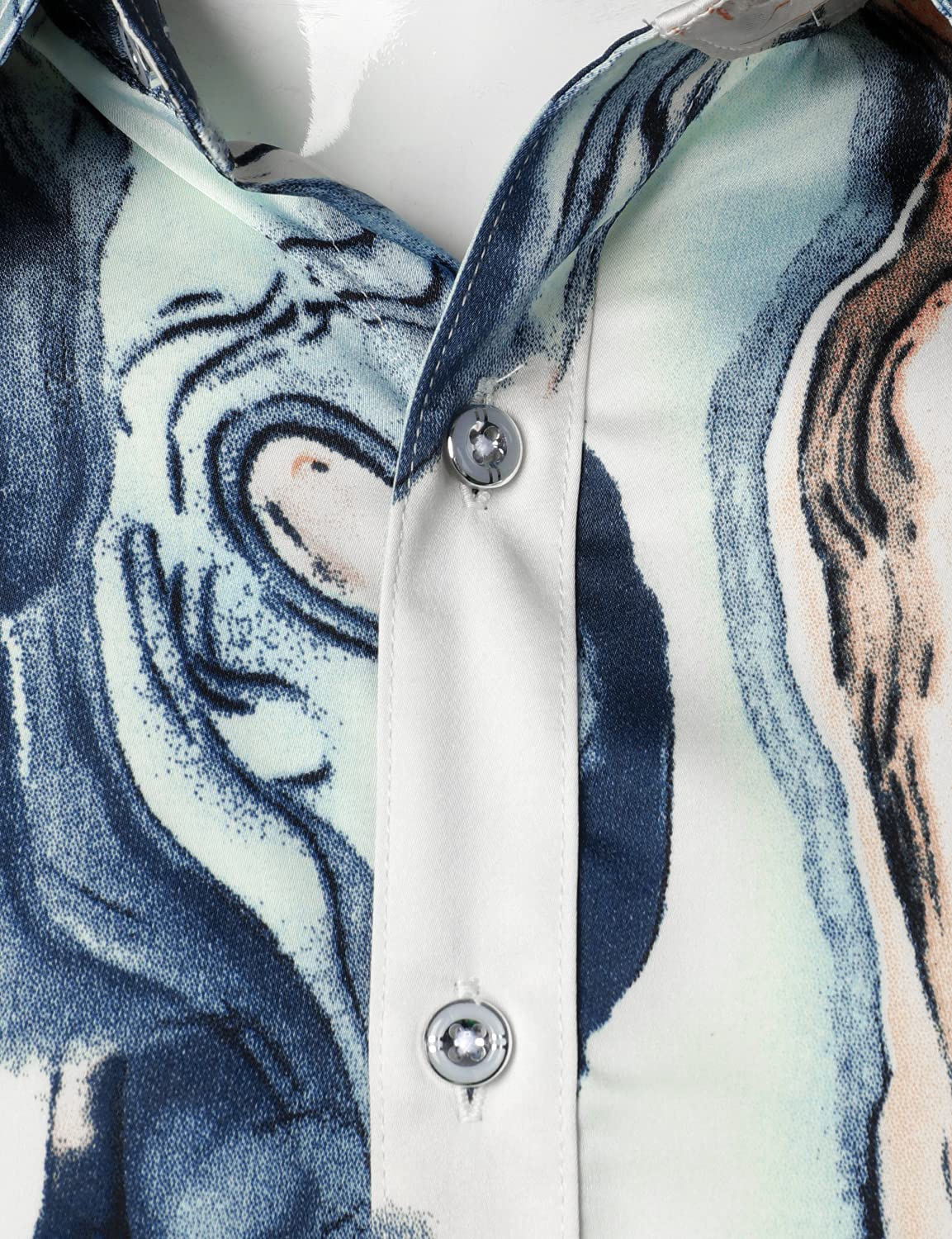 Camisa casual Abstract estampado Button Up de manga larga para hombre