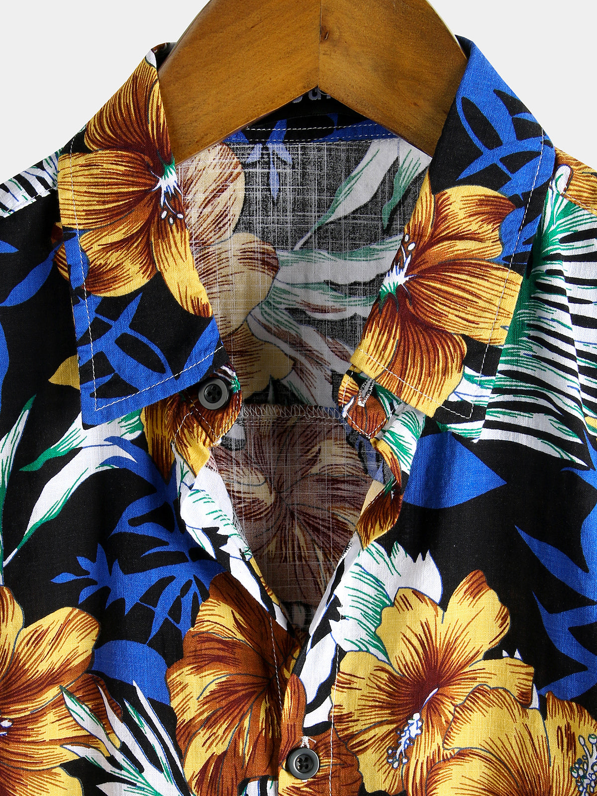 Camisa Flower Tropical Hawaii de algodón de manga corta para hombre