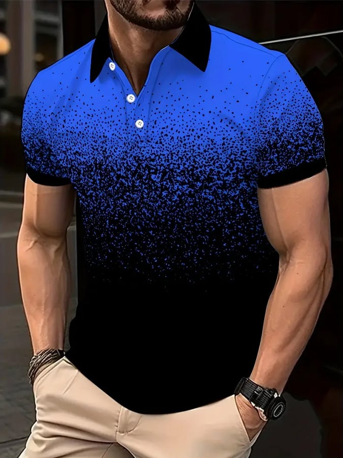 Camisa polo casual degradado estampado para hombre