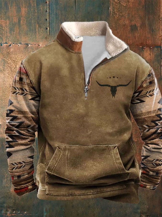 Sudadera casual cierre Stand cuello de manga larga estampado