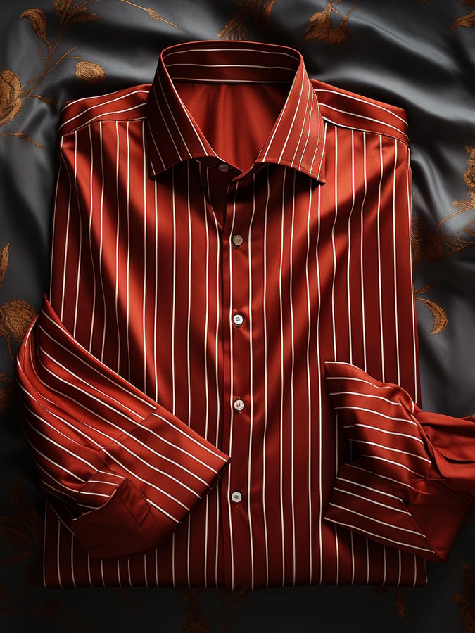 Camisa elegante Romantic a rayas de manga larga para hombre