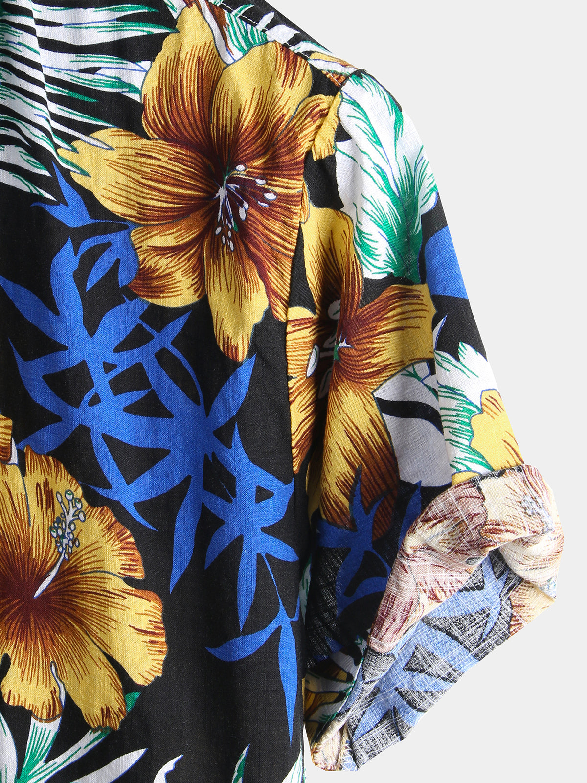 Camisa Flower Tropical Hawaii de algodón de manga corta para hombre