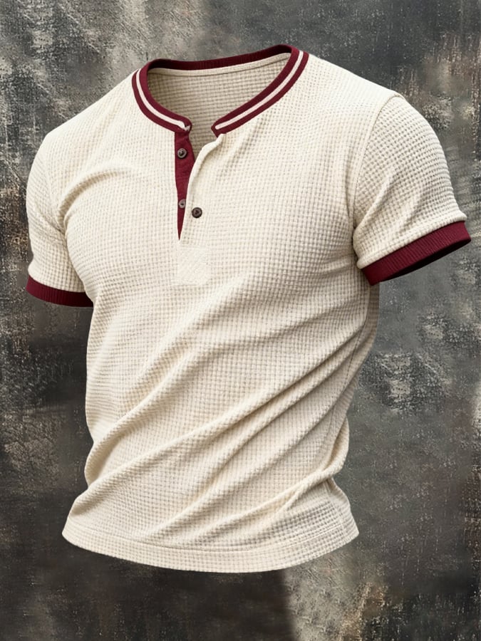 Camiseta retro Patchpara trabajo Waffle para hombre