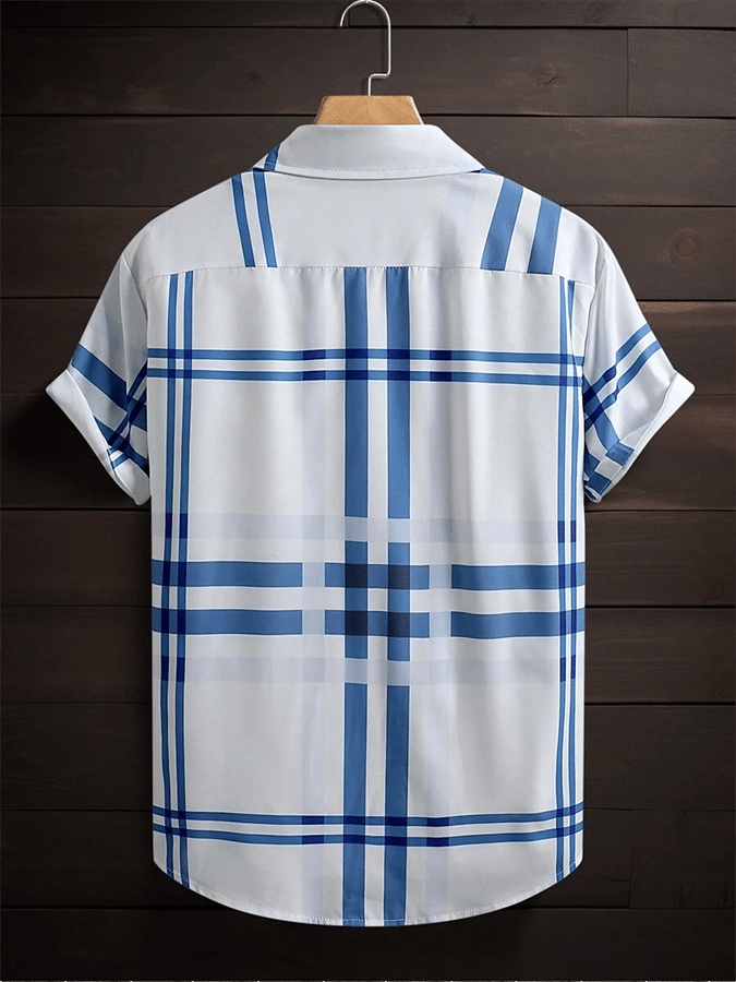 Camisa a cuadros ejecutivo de manga corta para hombre