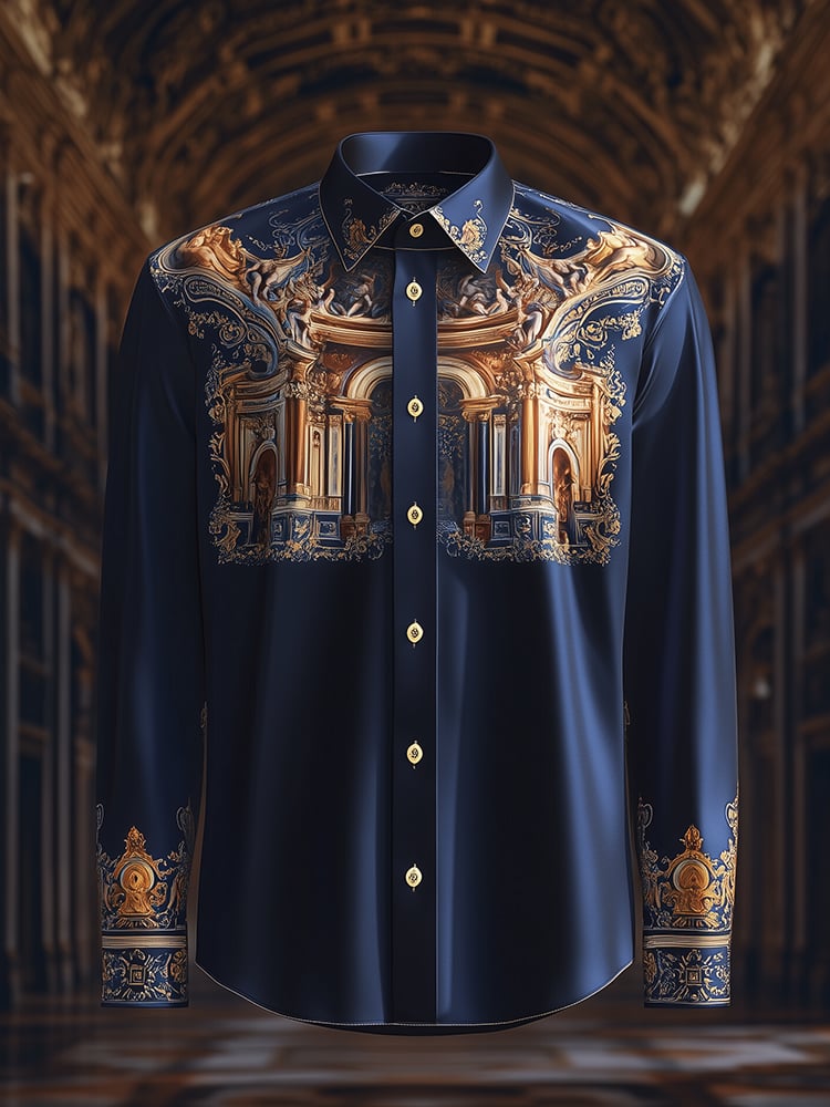 Camisa satén Luxe The Song of the Angels Baroque de manga larga con botones para hombre