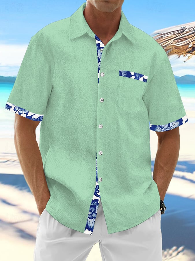 Camisa Hawaiian estampado de modaable Resort casual (With Pockets) para hombre