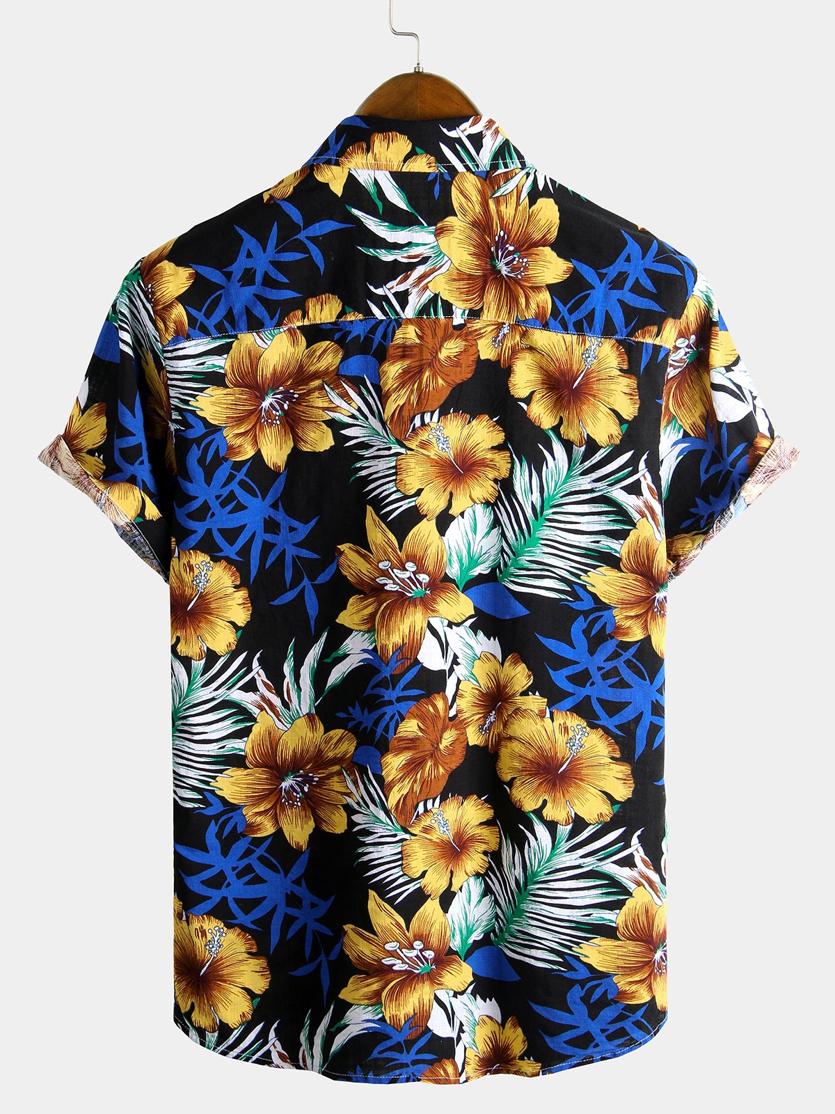 Camisa Flower Tropical Hawaii de algodón de manga corta para hombre