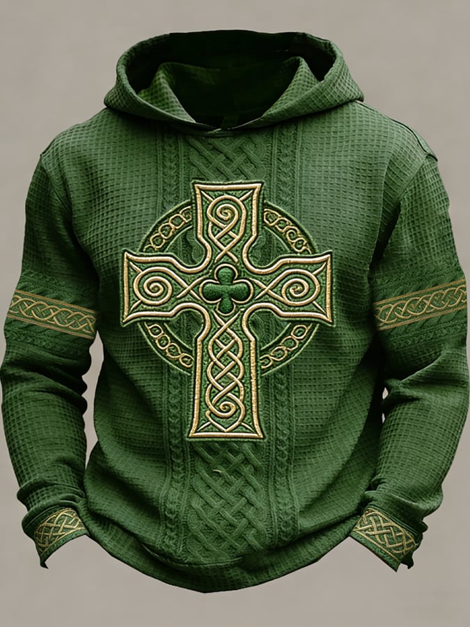 Sudadera St Patrick's Day estampado con gorrasucha para hombre
