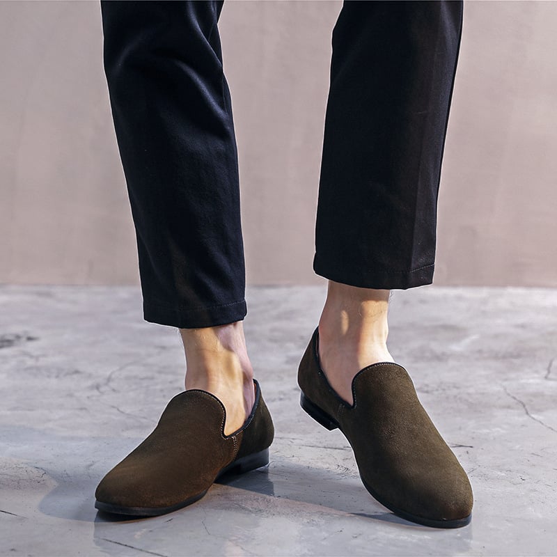 Mocasines gamuza Low-heeled de color sólido Comfortable casual retro Men zapatos