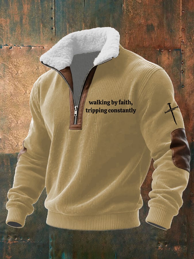 Sudadera Walking by Faith Tripping Constantly estampado tejidoted Fabric cierre Fur cuello para hombre