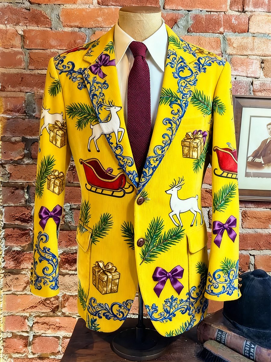 Saco vintage casual Christmas Party pana para hombre