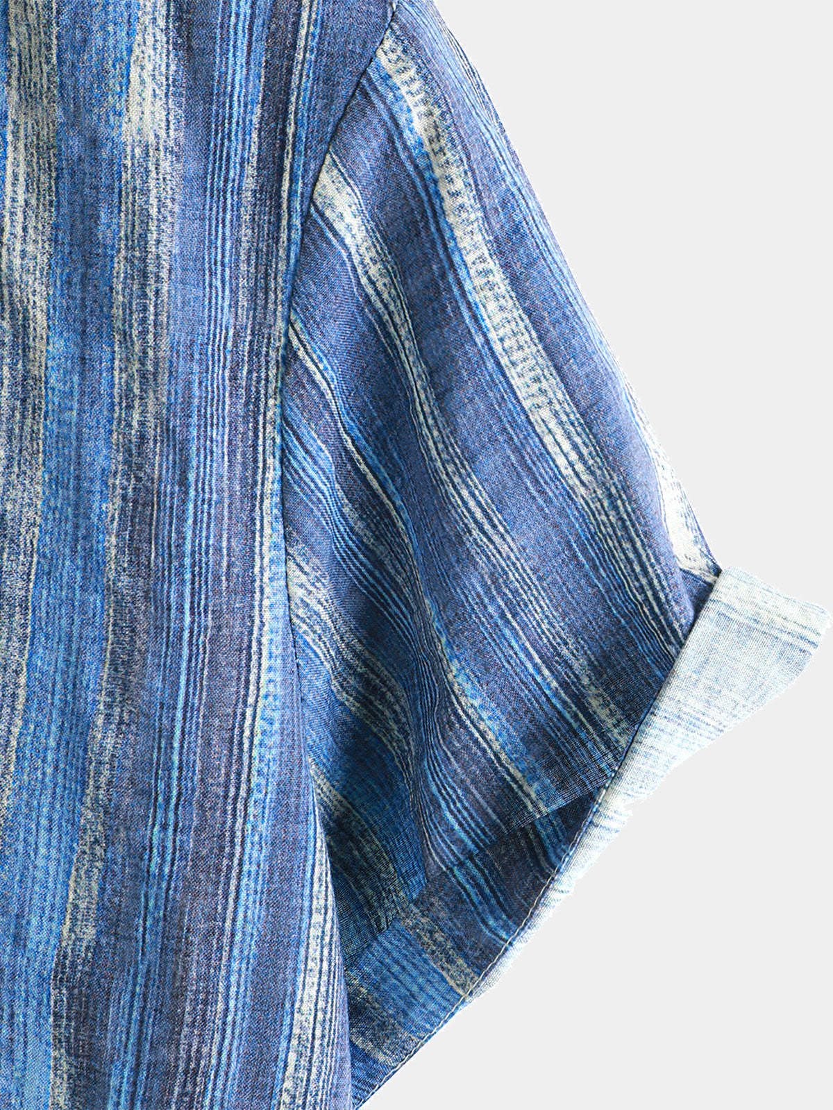 Camisa retro Blue a rayas Holiday de manga corta para hombre