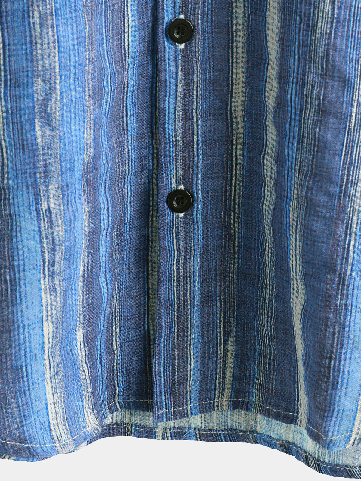Camisa retro Blue a rayas Holiday de manga corta para hombre