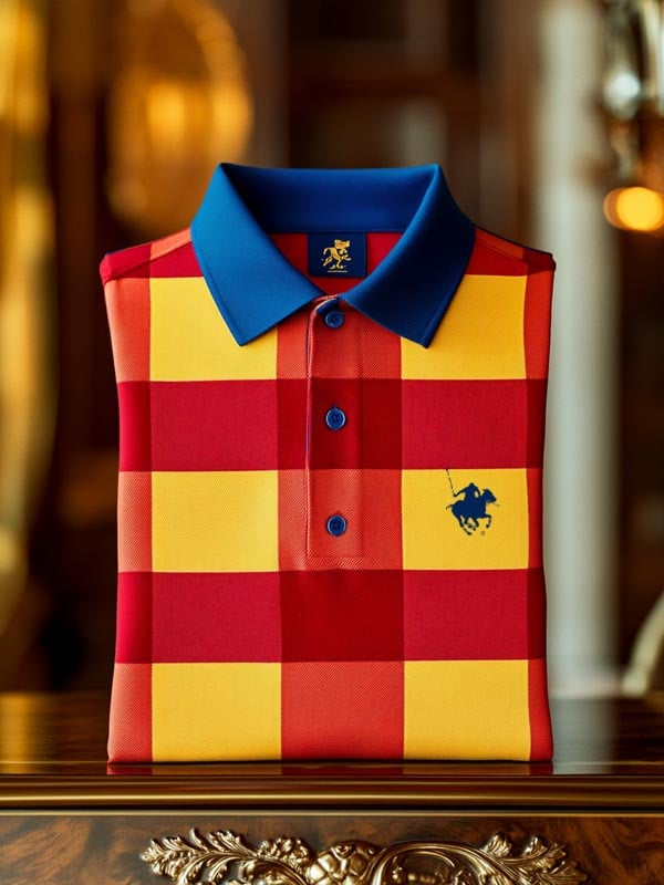Camisa polo Check ejecutivo casual de manga corta para hombre