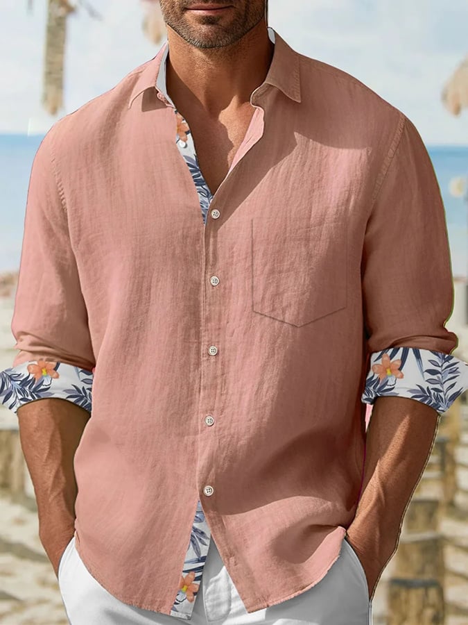 Camisa casual estampado de manga larga para hombre